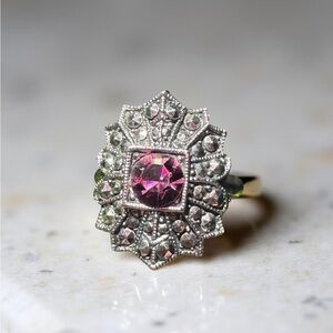 Vintage Avon Royal Radiance Ring Sz 6.5 Silver  Intricate Lace Marcasite Accent